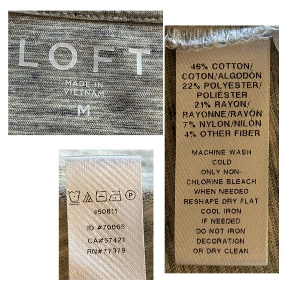 Loft Grey Heather Gold Metallic Long Sleeve Lightweight Top Women’s Medium - Picture 9 of 9